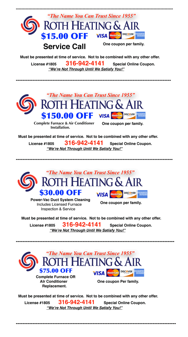 Roth Online Coupon Specials